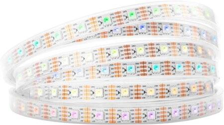 Plastik Kapaklı 5V WS2813B RGB5050 Siyah SMD LED Şerit 60 LED/Metre Esnek 5 Metrelik Makara IP67 - 1