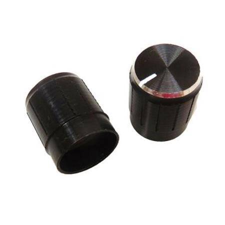 Potansiyometre Başlığı Alüminyum İç Çap 6mm Dış 15mmx17mm Siyah - 1