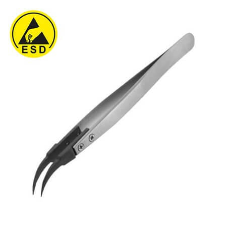 PTZ-43 TWEEZER CIMBIZ ESD İNCE UÇLU 0.6MM 130MM KAVİSLİ TİP - 1