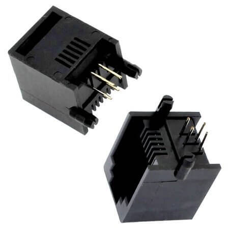 R-5564 CONNECTOR JACK TELEPHONE SOCKET 6P4C 90C BLACK - 1