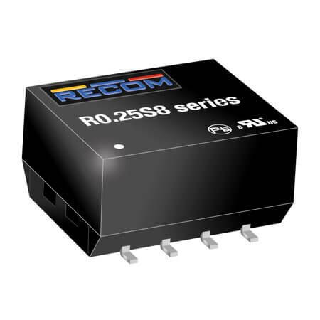 R0.25S8-1209/P-R DC/DC CONV 0.25W 12VDC 9VDC 28mA SMD8P - 1
