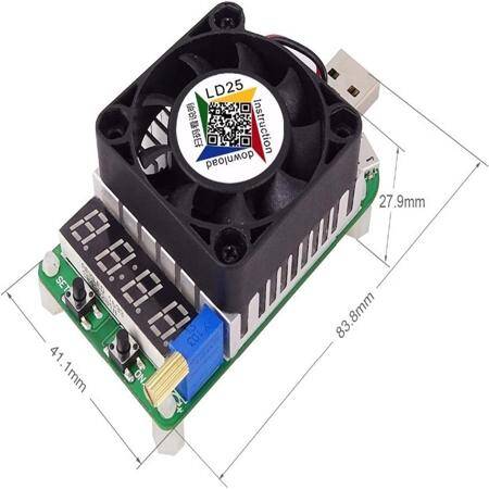 RD LD25 USB Arayüzü Elektronik Yük Direnci Deşarj Akü Testi LED Ekran Fan Ayarlanabilir Akım Gerilimi 4A 25W - 4