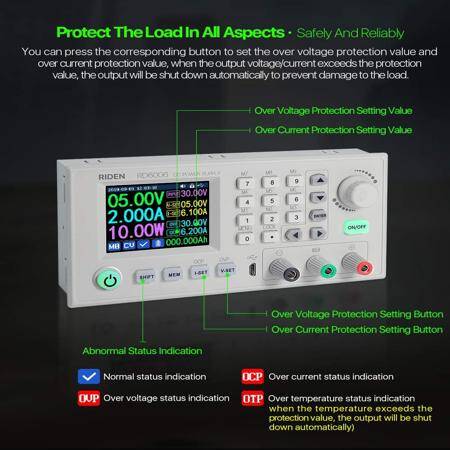 RD RD6006-W USB WiFi DC-DC Voltage Current Step-Down Power Supply Module Buck Adjustable Converter Multimeter 60V 6A With Wifi - 6