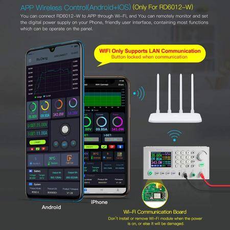 RD RD6012-W USB WiFi DC To DC Voltage Step Down Power Supply Module Buck Converter Voltmeter Multimeter 60V 12A With Wifi - 7