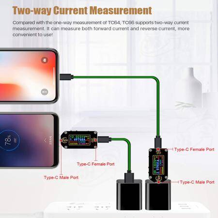 RD TC66 Type-C PD TTrigger USB-C Voltmeter Ammeter Voltage 2 Way Current Meter Multimeter PD Charger Battery USB Tester USB Communication + PD Switch - 5