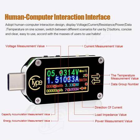 RD TC66C Type-C PD TTrigger USB-C Voltmeter Ammeter Voltage 2 Way Current Meter Multimeter PD Charger Battery USB Tester USB + BT Communication + PD Switch - 4