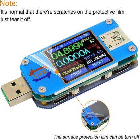 RD UM25 APP USB 2.0 Tip-C LCD Voltmetre Ampermetre Gerilim Akım Ölçer Pil Şarjı USB Test Cihazı İletişim Sürümü Olmadan - 2