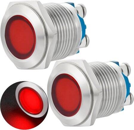 Red 10-24V 16mm LED Metal Indicator Light - 1