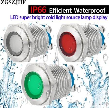 Red 10-24V 16mm LED Metal Indicator Light - 2