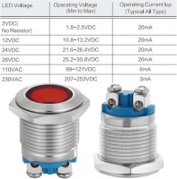 Red 10-24V 16mm LED Metal Indicator Light - 4