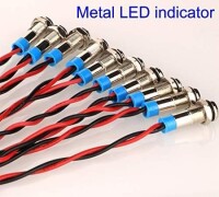 Red 10-24V 6mm LED Metal Indicator Light With 15cm Cable - 2
