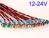 Red 10-24V 6mm LED Metal Indicator Light With 15cm Cable - 5