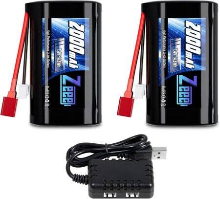 RED 1500MAH 2S 7.4V 25C High Power High Quality Model Airplane LIPO Battery JST Female - 1