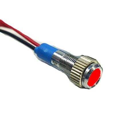 Red 220V 6mm LED Metal Indicator Light With 15cm Cable - 1