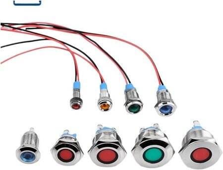 Red 24V AD22C-8 LED Metal Indicator Light - 1
