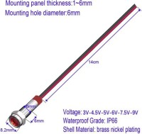 Red 3-9V 6mm LED Metal Indicator Light With 15cm Cable - 4