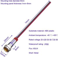 Red 3-9V 8mm LED Metal Indicator Light With 15cm Cable - 4
