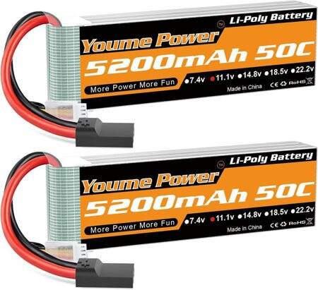 RED 5200MAH 3S 11.1V 25C High Power High Quality Model Airplane LIPO Battery T Female - 1