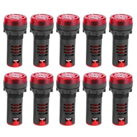 Red AC380V 22mm AD16-22SM LED Signal Indicator Built-in Buzzer - 1
