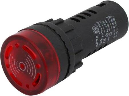 Red AC/DC24V 22mm AD16-22SM LED Signal Indicator Built-in Buzzer - 1