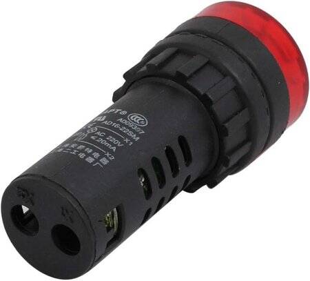 Red AC/DC24V 22mm AD16-22SM LED Signal Indicator Built-in Buzzer - 2