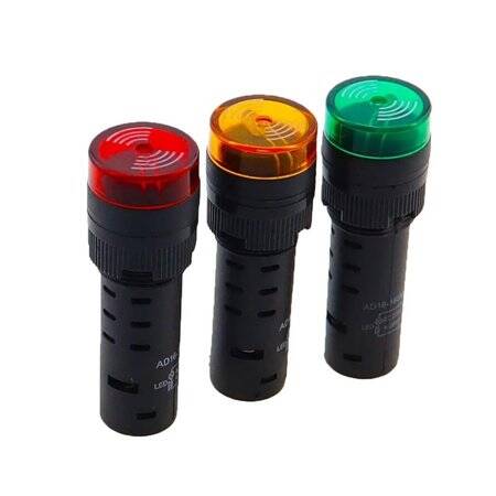 Red AC/DC48V 16mm AD16-16SM LED Signal Indicator Built-in Buzzer - 2
