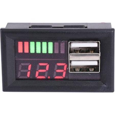 Red DC12V Lead-Acid USB 5V2A LED Digital Display Voltmeter Voltage Meter Battery Tester Panel - 1