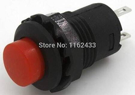 Red DS-427 12mm 2 PIN Lock-Free Self-Reset On-Off Push Button Switch - 2