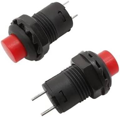 Red DS-428 12mm 2 PIN Self-Locking On-Off Push Button Switch - 2