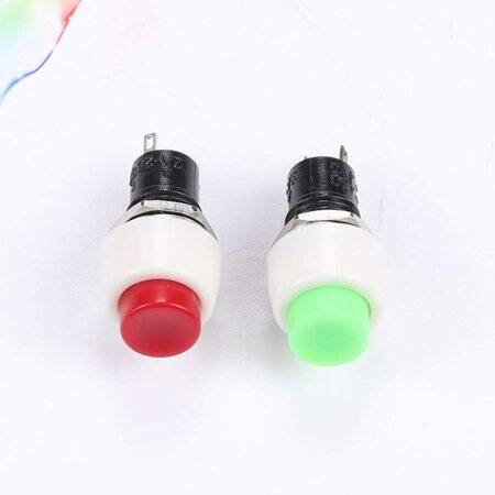 Red DS-450 10mm 2 PIN Self-Locking On-Off Push Button Switch - 1