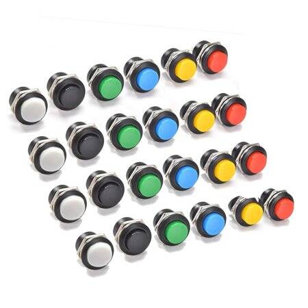 Red LA128A 220V 8PIN 16mm Thread Self-Reset Round Push Button Switch - 1
