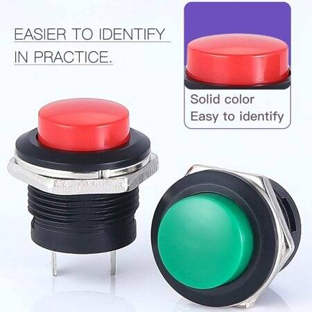 Red LA128A 220V 8PIN 16mm Thread Self-Reset Round Push Button Switch - 5