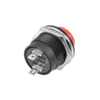 Red R13-507 16mm 2 PIN Momentary Self-Reset Round Cap Push Button Switch - 3