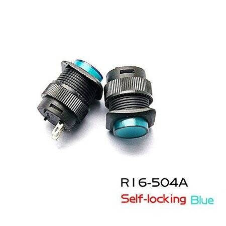 Red R16-504A 16mm 2 PIN Self-Locking On-Off Push Button Switch Without Light - 2