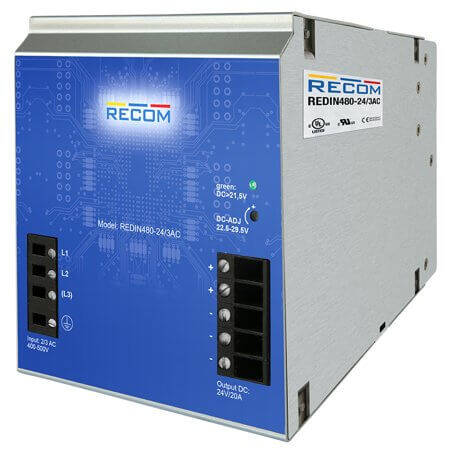 REDIN480-24/3AC AC/DC CONV 480W 320-575VAC 24VDC 20A DIN-RAIL - 1