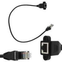 RJ45 PANEL TYPE MALE TO FEMALE CONNECTOR BLACK CABLE 60CM STD - 1