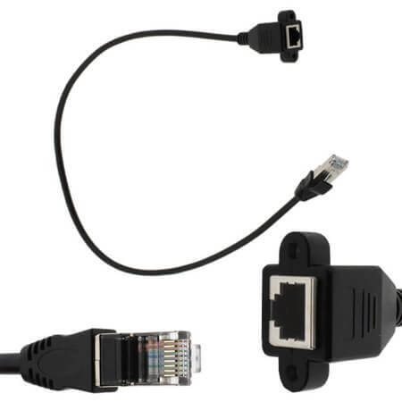 RJ45 PANEL TYPE MALE TO FEMALE CONNECTOR BLACK CABLE 60CM STD - 1