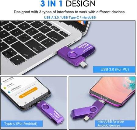 Robot Cube Siyah U304 Mor Kapak U Disk USB3.2 512GB - 5