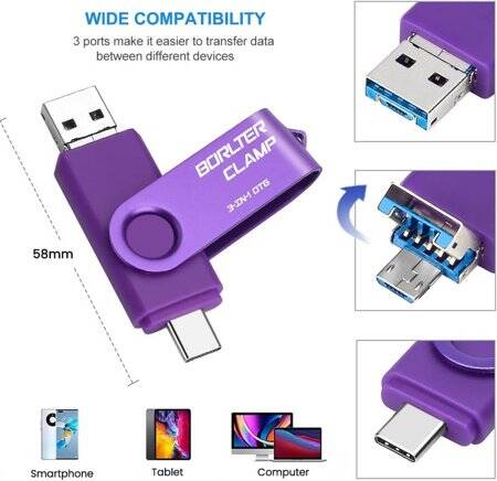 Robot Cube Siyah U304 Mor Kapak U Disk USB3.2 512GB - 2
