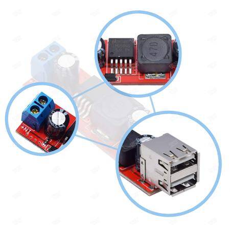 Roll Over image to Zoom in e-INFINITY Dual USB Output 9V / 12V / 24V / 36V Car Charger Switch 5V DC-DC Power Supply Module 3A Buck Regulator (1) - 2