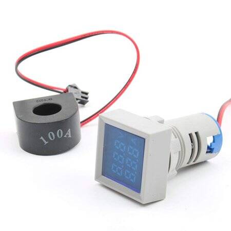 Sarı AC50-500V 0-100A 0-100Hz 22mm AD16-22AVHz Kare Kapaklı LED Voltmetre Ampermetre Hertz Metre - 4