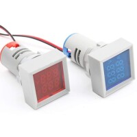 Sarı AC50-500V 0-100A 0-100Hz 22mm AD16-22AVHz Kare Kapaklı LED Voltmetre Ampermetre Hertz Metre - 5