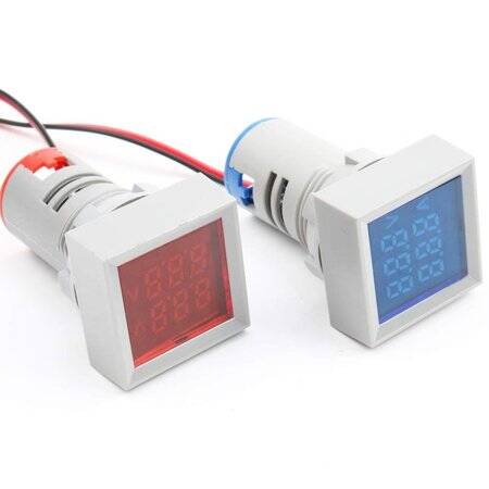 Sarı AC50-500V 0-100A 0-100Hz 22mm AD16-22AVHz Kare Kapaklı LED Voltmetre Ampermetre Hertz Metre - 5