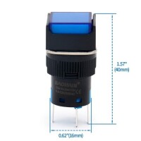 Sarı LA128A 220V 5 Pin 16mm Kendini Sıfırlamalı Yuvarlak Push Buton - 2