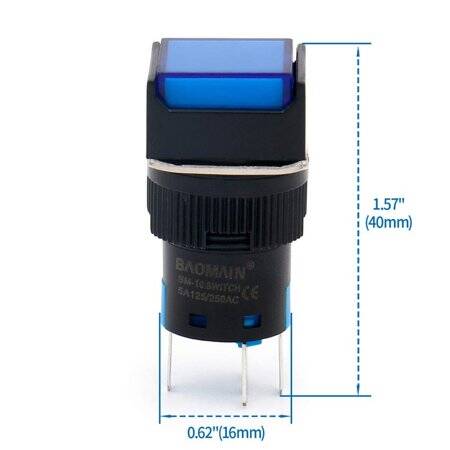 Sarı LA128A 220V 5 Pin 16mm Kendini Sıfırlamalı Yuvarlak Push Buton - 2
