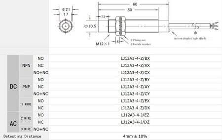 Sarı LJ12A3-4-Z/EX DC6-36V Endüktif Mesafe Sensörü - İki Kablolu Normalde Açık - 2