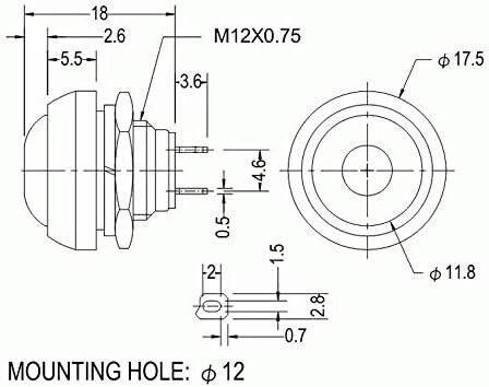 Sarı Su Geçirmez PBS-33B 12mm 2 Pin Kendinden Sıfırlamalı Mini Yuvarlak Buton - 3