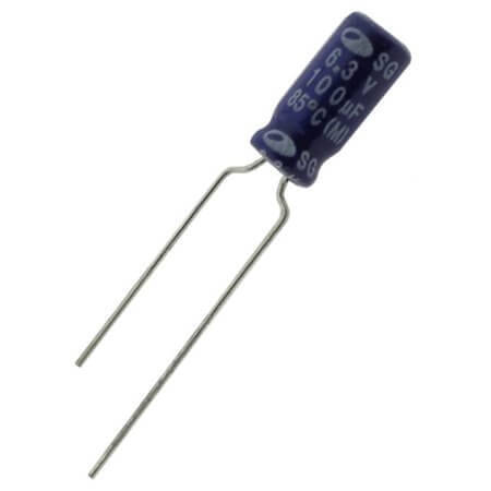 SG0J107M0511PA CAP.EL.100uF 6V3 5x11 5MM 85C TB - 1
