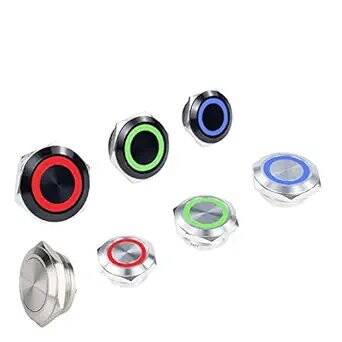 Short 12mm 3-6V Waterproof Momentary Self-Resert Metal Push Button Switch With Red Led Light - 1