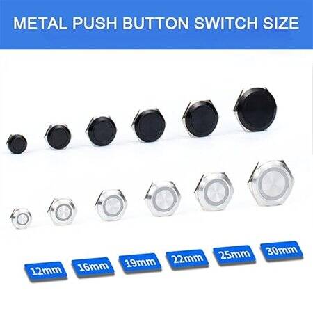 Short 12mm 3-6V Waterproof Momentary Self-Resert Metal Push Button Switch With Red Led Light - 2